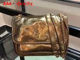 Saint Laurent Niki Baby in Lame Leather with a Shagreen Look Pale Gold Replica