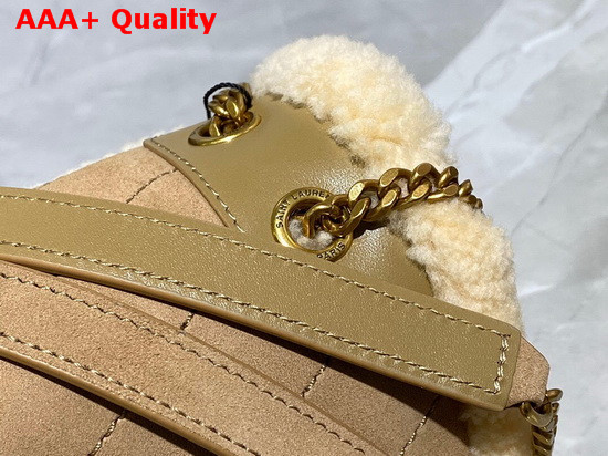 Saint Laurent Niki Baby in Nubuck and Shearling Natural Replica