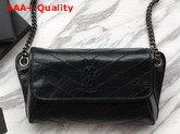Saint Laurent Niki Body Bag in Black Crinkled Vintage Leather Replica