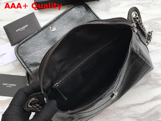 Saint Laurent Niki Body Bag in Black Crinkled Vintage Leather Replica