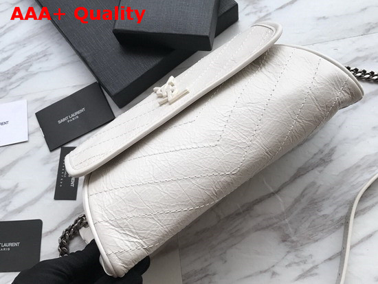 Saint Laurent Niki Body Bag in Blanc Crinkled Vintage Leather Replica