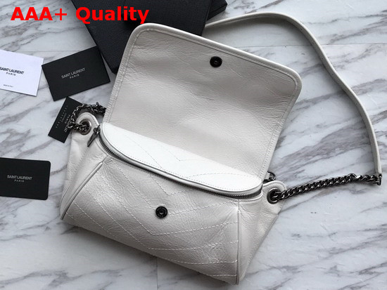 Saint Laurent Niki Body Bag in Blanc Crinkled Vintage Leather Replica