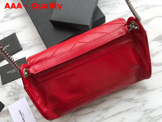 Saint Laurent Niki Body Bag in Red Crinkled Vintage Leather Replica