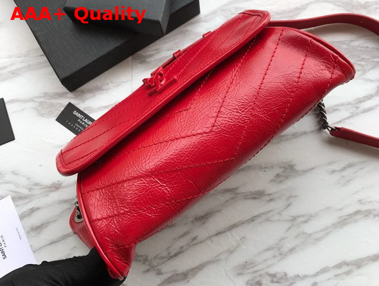 Saint Laurent Niki Body Bag in Red Crinkled Vintage Leather Replica