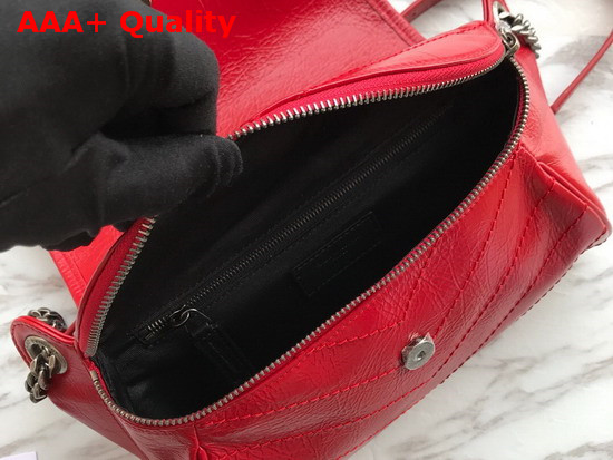 Saint Laurent Niki Body Bag in Red Crinkled Vintage Leather Replica