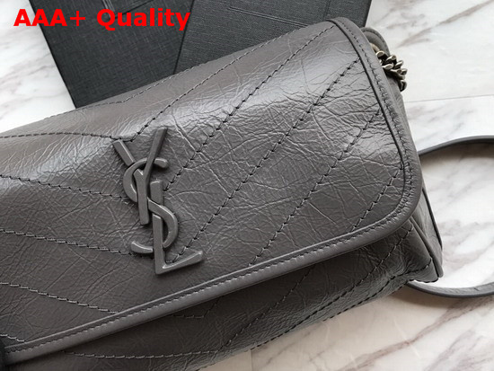Saint Laurent Niki Body Bag in Storm Crinkled Vintage Leather Replica