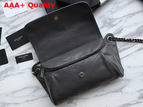 Saint Laurent Niki Body Bag in Storm Crinkled Vintage Leather Replica