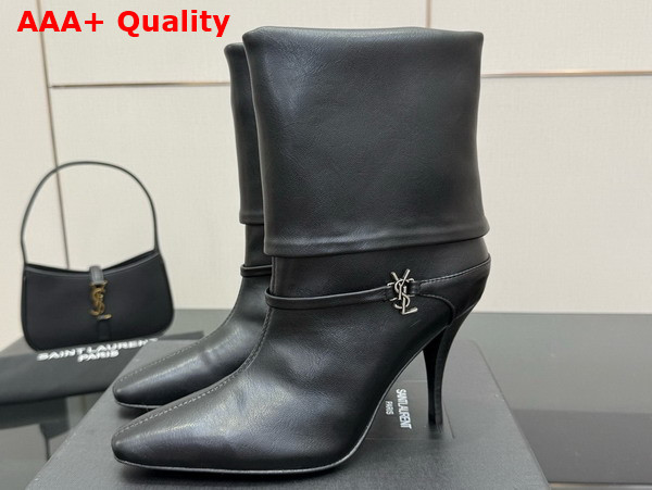 Saint Laurent Niki Booties in Black Smooth Leather Replica