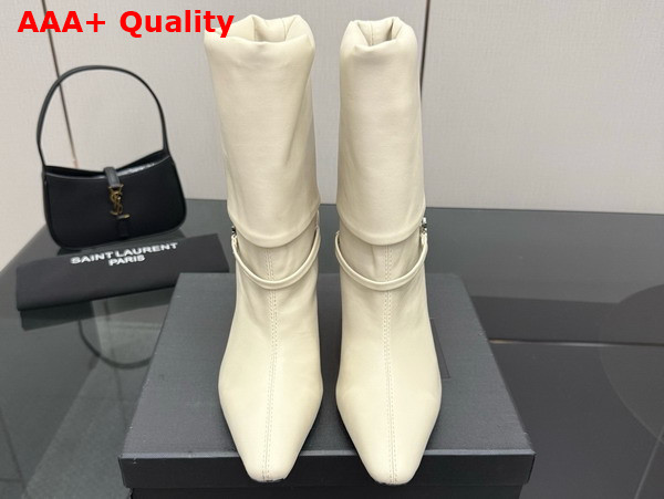 Saint Laurent Niki Booties in Blanc Vintage Smooth Leather Replica