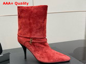 Saint Laurent Niki Booties in Suede Red Replica