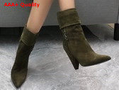 Saint Laurent Niki Booties in Suede and Silver Tone Monogram Sable Replica
