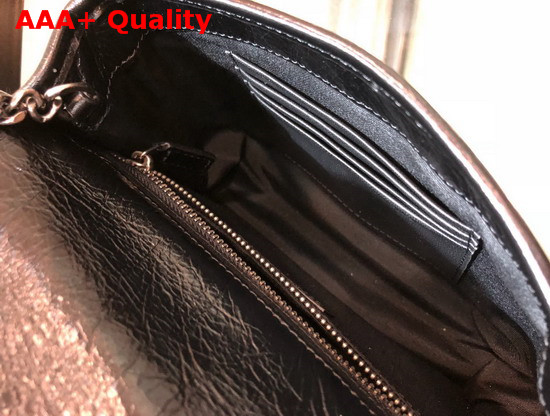 Saint Laurent Niki Chain Wallet in Black Crinkled Vintage Leather Replica