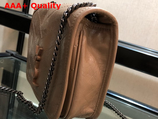 Saint Laurent Niki Chain Wallet in Light Natural Crinkled Vintage Leather Replica