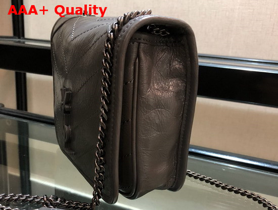 Saint Laurent Niki Chain Wallet in Storm Crinkled Vintage Leather Replica
