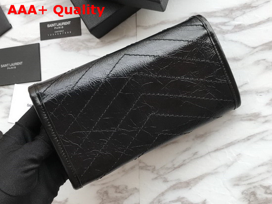 Saint Laurent Niki Large Wallet Black Crinkled Vintage Leather Replica