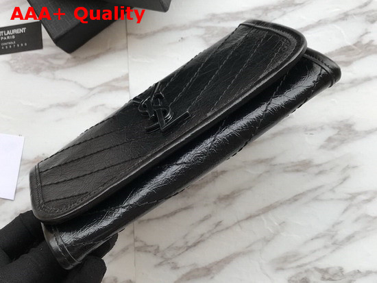 Saint Laurent Niki Large Wallet Black Crinkled Vintage Leather Replica