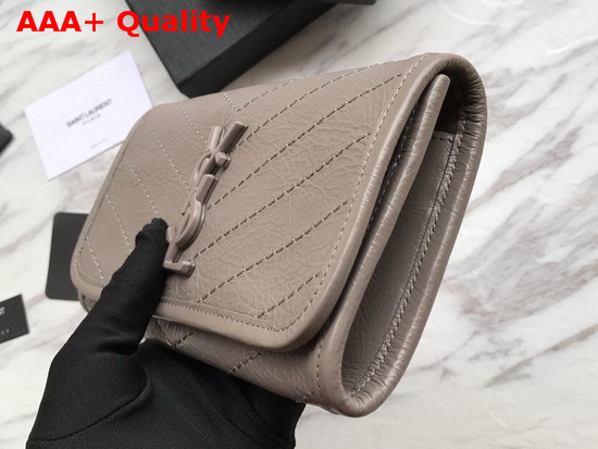 Saint Laurent Niki Large Wallet Grey Crinkled Vintage Leather Replica