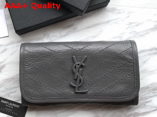 Saint Laurent Niki Large Wallet Storm Crinkled Vintage Leather Replica