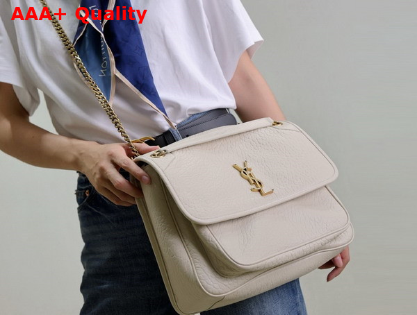 Saint Laurent Niki Large in Grained Lambskin Blanc Vintage Replica