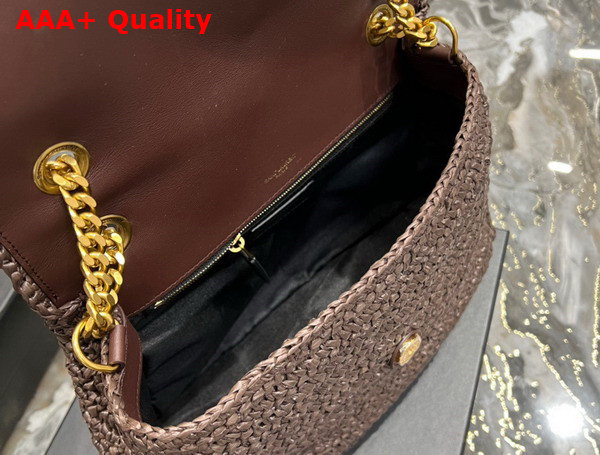 Saint Laurent Niki Medium Chain Bag in Brown Raffia and Leather Replica