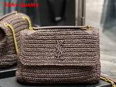 Saint Laurent Niki Medium Chain Bag in Brown Raffia and Leather Replica