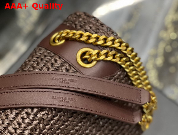 Saint Laurent Niki Medium Chain Bag in Brown Raffia and Leather Replica