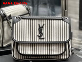 Saint Laurent Niki Medium Chain Bag in Canvas Cream Et Noir Replica