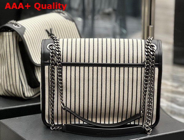 Saint Laurent Niki Medium Chain Bag in Canvas Cream Et Noir Replica