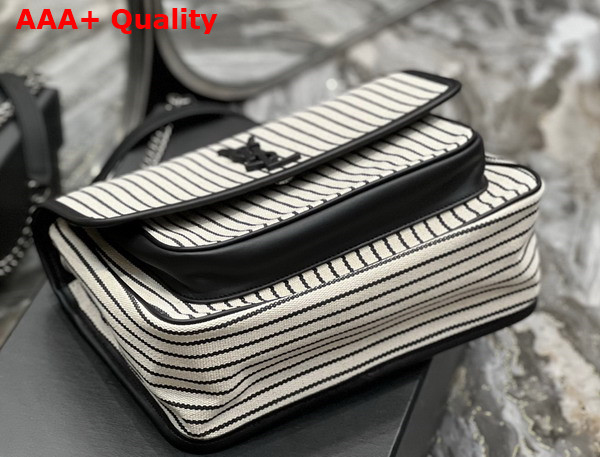 Saint Laurent Niki Medium Chain Bag in Canvas Cream Et Noir Replica