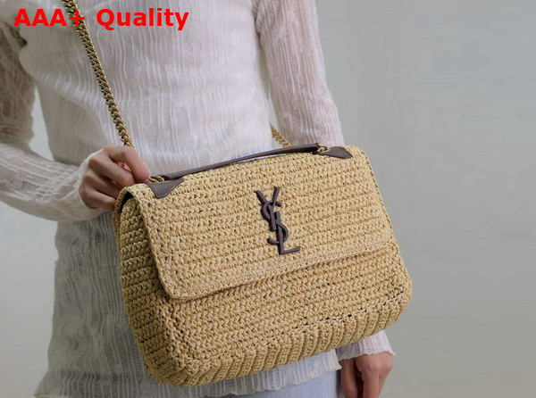 Saint Laurent Niki Medium Chain Bag in Naturel Raffia Replica