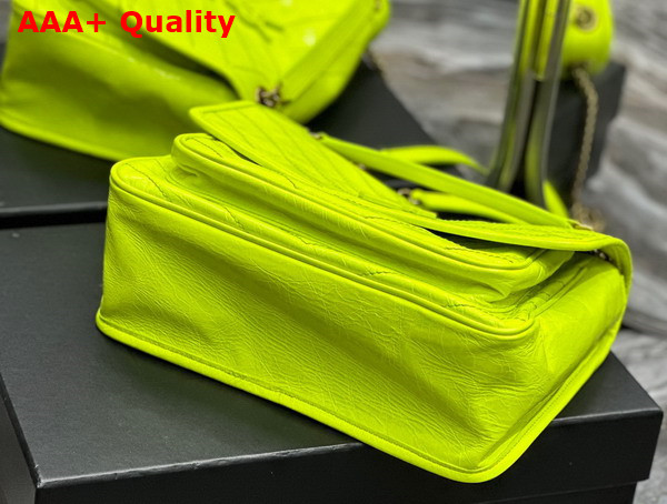 Saint Laurent Niki Medium Chain Bag in Neon Yellow Crinkled Lambskin Replica