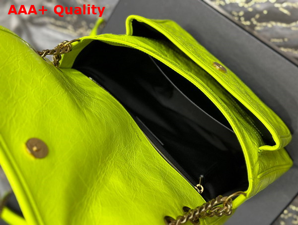 Saint Laurent Niki Medium Chain Bag in Neon Yellow Crinkled Lambskin Replica