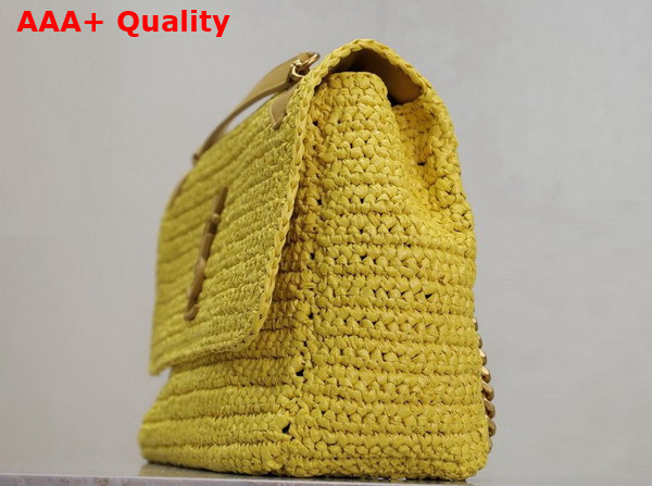 Saint Laurent Niki Medium Chain Bag in Yellow Raffia Replica