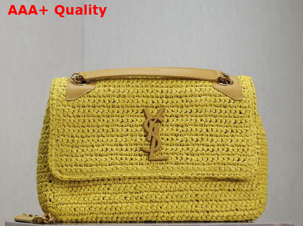 Saint Laurent Niki Medium Chain Bag in Yellow Raffia Replica