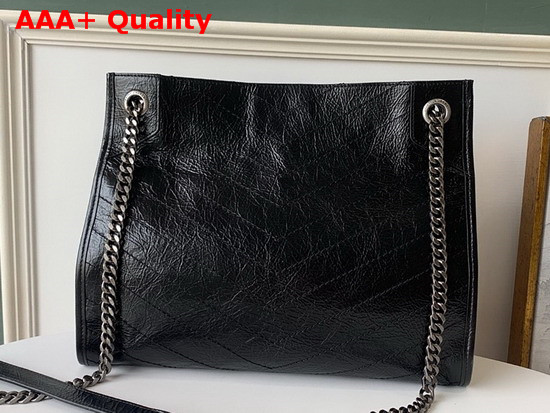 Saint Laurent Niki Medium Shopping Bag in Black Crinkled Vintage Leather Replica