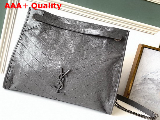 Saint Laurent Niki Medium Shopping Bag in Storm Crinkled Vintage Leather Replica