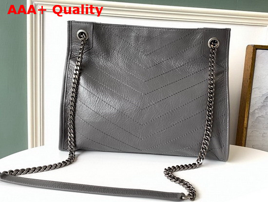Saint Laurent Niki Medium Shopping Bag in Storm Crinkled Vintage Leather Replica