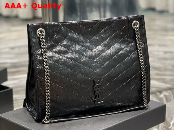 Saint Laurent Niki Medium Shopping in Black Vintage Leather Replica