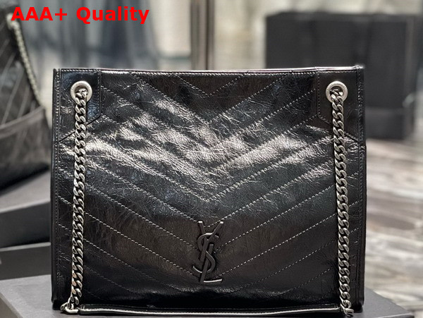 Saint Laurent Niki Medium Shopping in Black Vintage Leather Replica