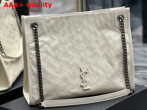 Saint Laurent Niki Medium Shopping in Blanc Vintage Leather Replica