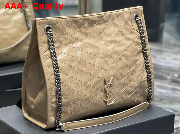Saint Laurent Niki Medium Shopping in Dark Beige Vintage Leather Replica