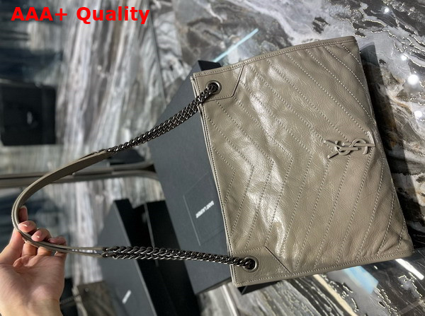 Saint Laurent Niki Medium Shopping in Greyish Brown Vintage Leather Replica
