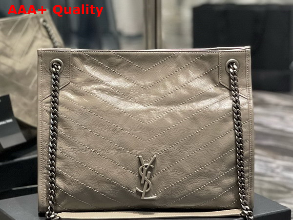 Saint Laurent Niki Medium Shopping in Greyish Brown Vintage Leather Replica