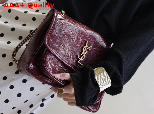 Saint Laurent Niki Medium in Burgundy Vintage Leather Replica