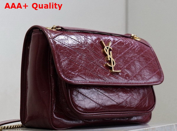 Saint Laurent Niki Medium in Burgundy Vintage Leather Replica