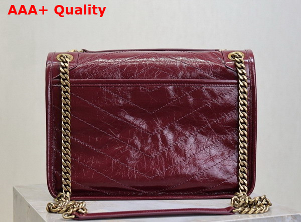 Saint Laurent Niki Medium in Burgundy Vintage Leather Replica