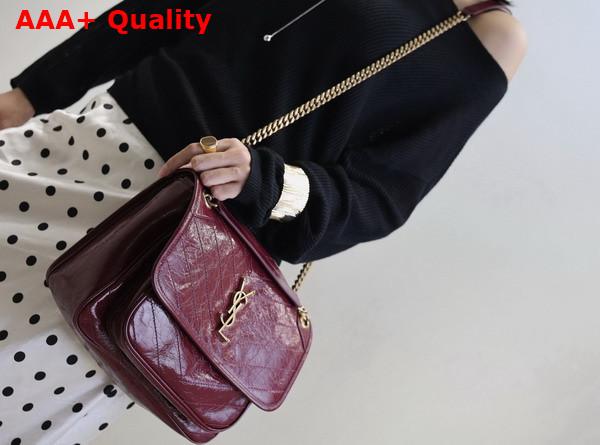 Saint Laurent Niki Medium in Burgundy Vintage Leather Replica