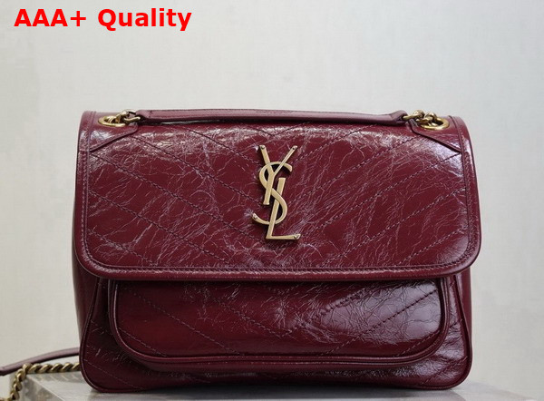 Saint Laurent Niki Medium in Burgundy Vintage Leather Replica
