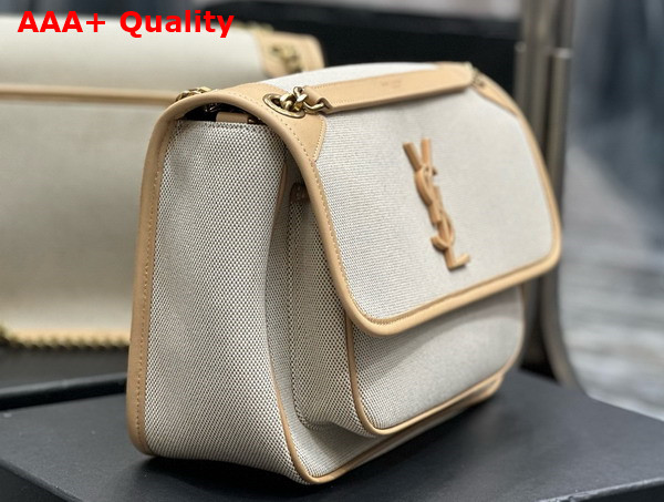 Saint Laurent Niki Medium in Canvas and Vegetable Tanned Leather Replica