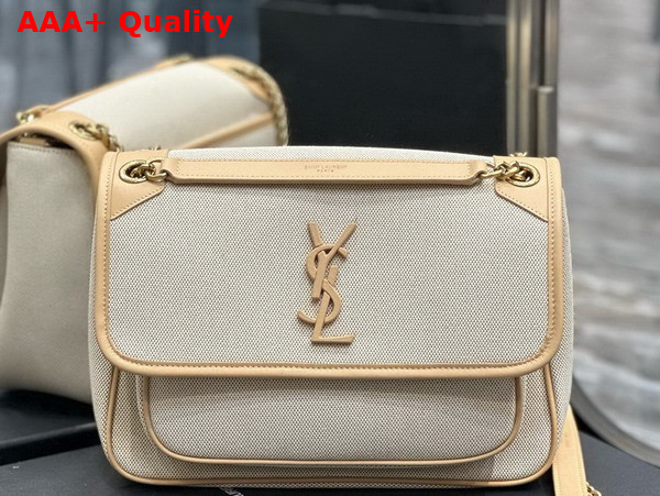 Saint Laurent Niki Medium in Canvas and Vegetable Tanned Leather Replica
